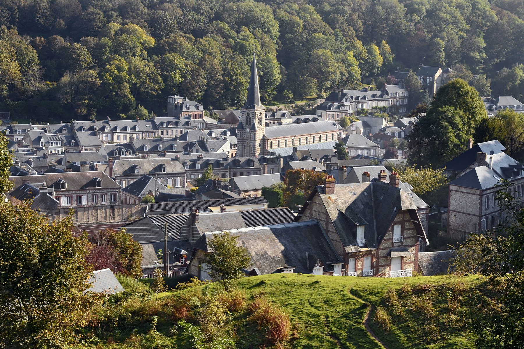Village de pêcheurs d'Yport sur la Côte d'Albâtre en Seine-Maritime